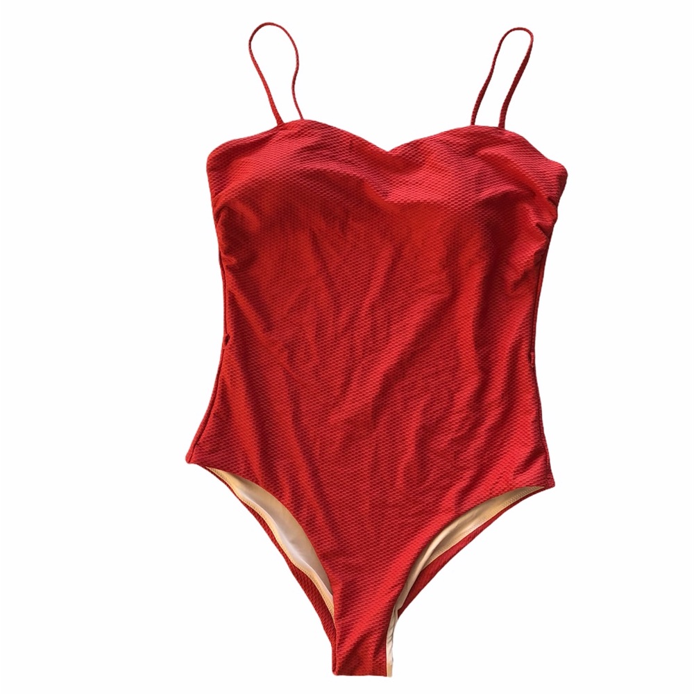Chelsea28 Easy Retro Textured Red One Piece Swimsuit Size Large NWOT